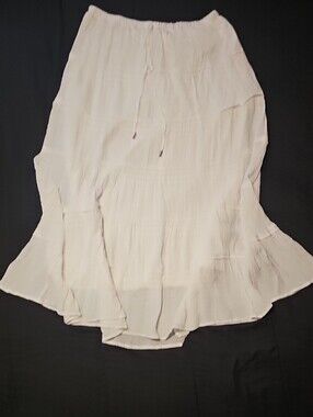 Women's White Tiered Maxi Skirt